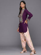 Ahalyaa Women's Traditional wear Kurta Set - Burgundy | Grocsy