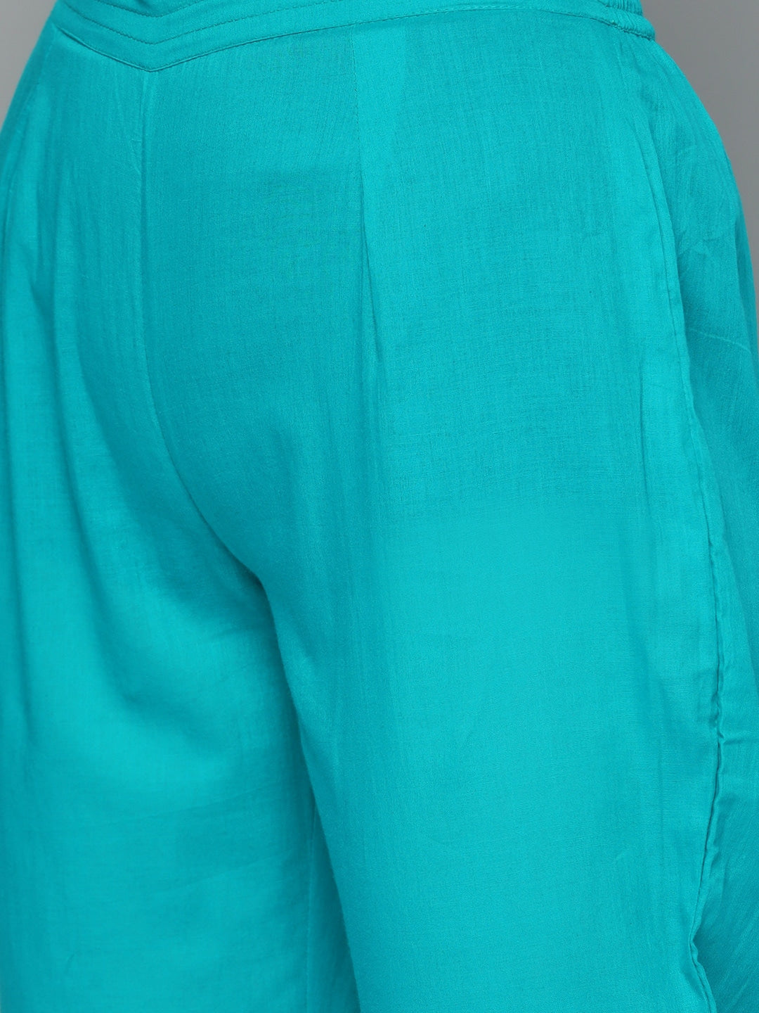 HERE&NOW Women Blue Ethnic Motifs Embroidered Thread Work Kurta with Trousers & With Dupatta | Grocsy