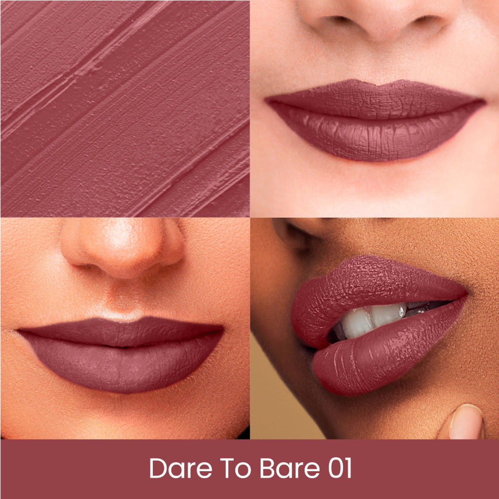 Swiss Beauty Pure Creamy Matte Lipstick - 01 Dare To Bare | Grocsy
