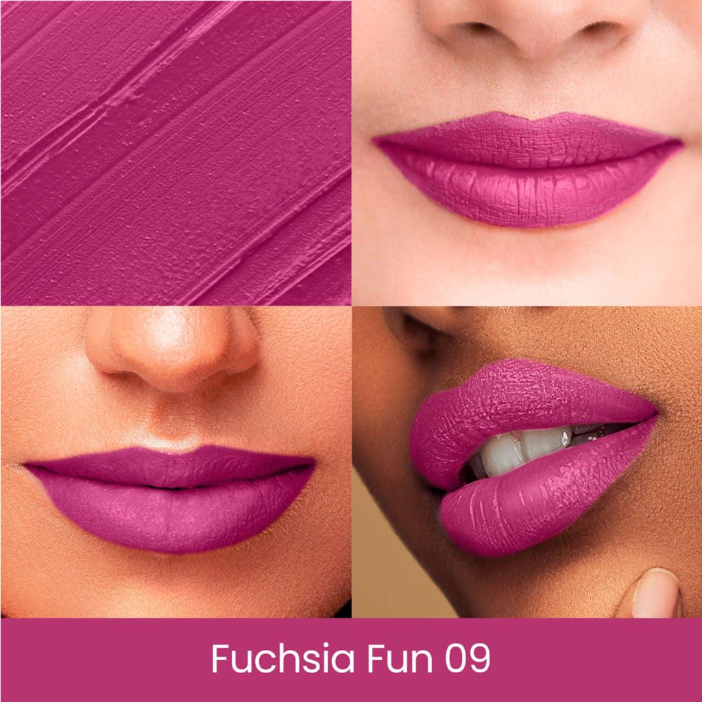 Swiss Beauty Pure Creamy Matte Lipstick - 09 Fuchsia Fun | Grocsy
