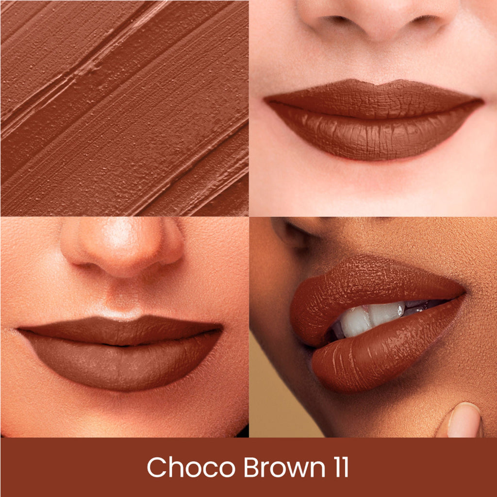 Swiss Beauty Pure Creamy Matte Lipstick - 11 Choco Brown | Grocsy