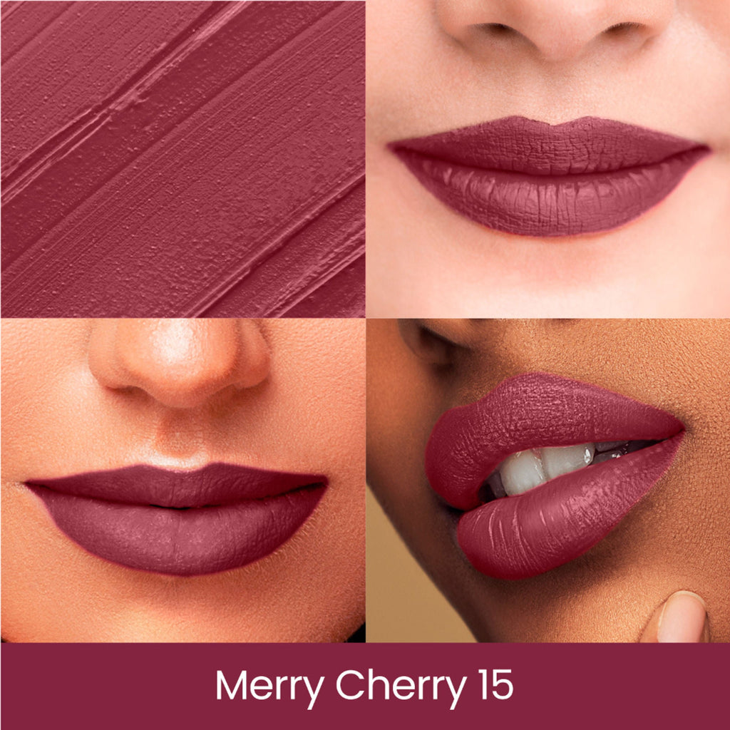 Swiss Beauty Pure Creamy Matte Lipstick - 15 Merry Cherry | Grocsy