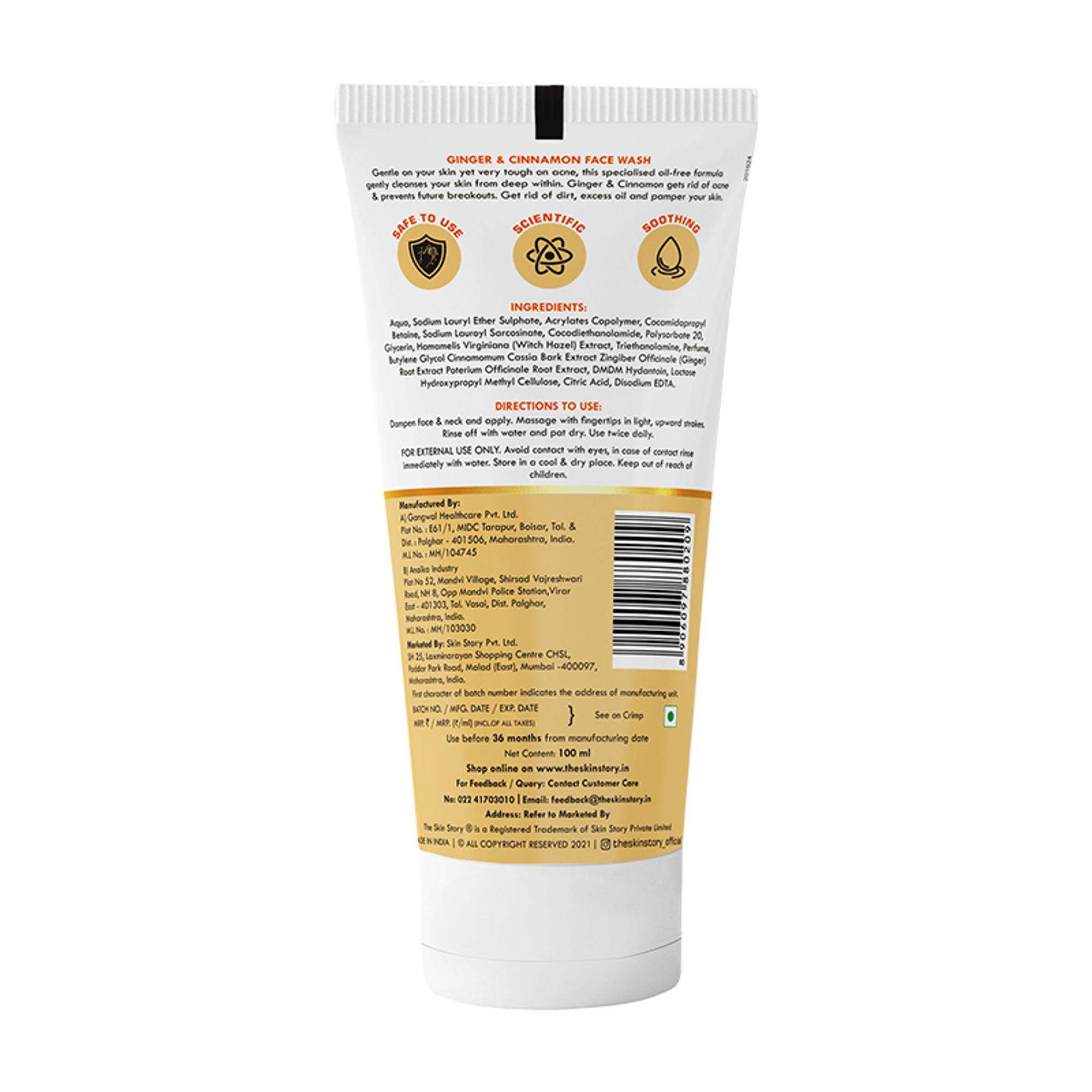 The Skin Story Oil & Pimple Control Ginger Cinnamon Face Wash | Grocsy