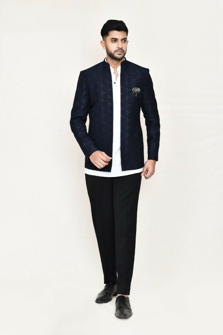 Joban Fashion White Colored Imported Jacquard Fabric Open Prince Coat, Kurta With Pant | Grocsy