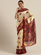 Saree Mall Ethnic Motifs Art Silk Ikat Sarees | Grocsy