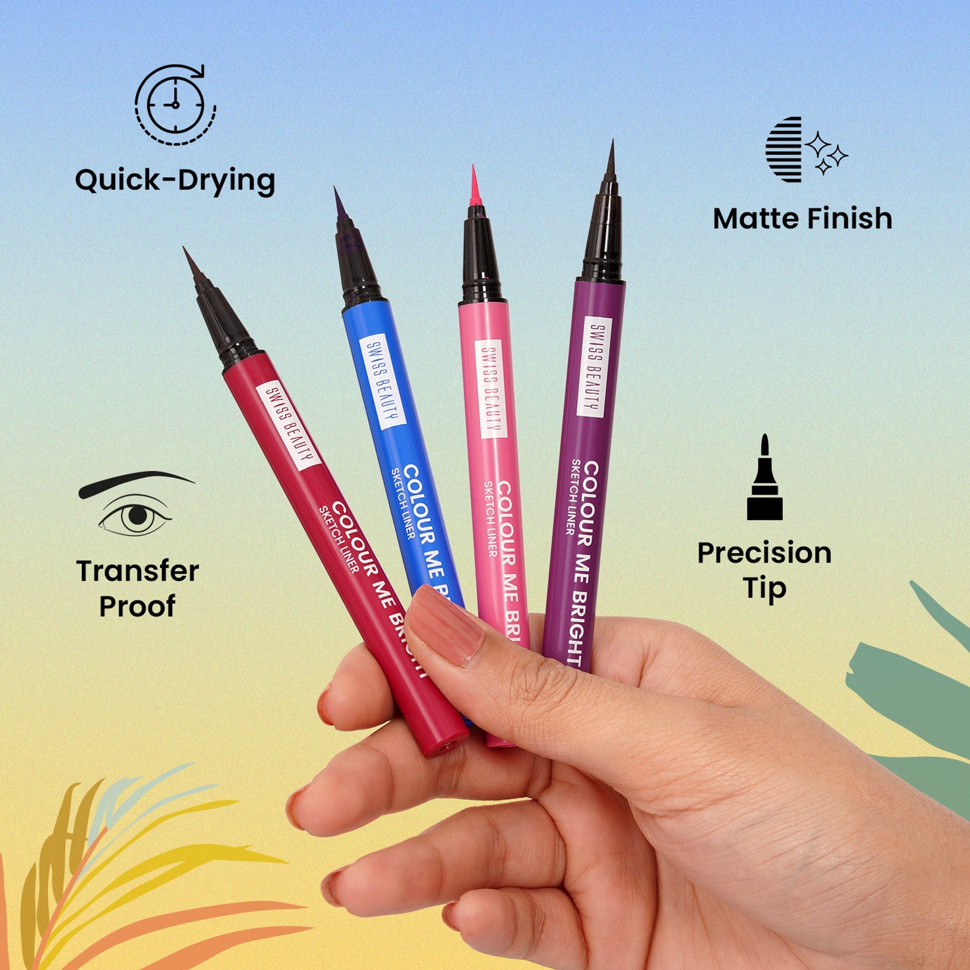 Swiss Beauty Colour Me Bright Sketch Eyeliner - 01 Basic White | Grocsy