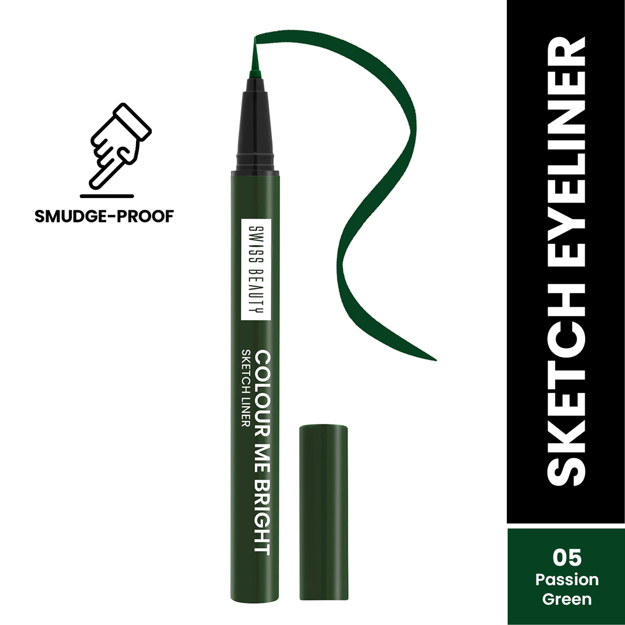 Swiss Beauty Colour Me Bright Sketch Eyeliner - 05 Passion Green | Grocsy