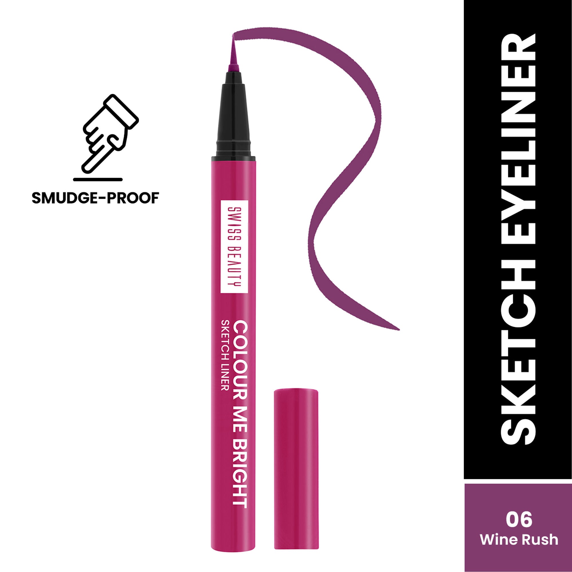 Swiss Beauty Colour Me Bright Sketch Eyeliner - 06 Wine Rush | Grocsy