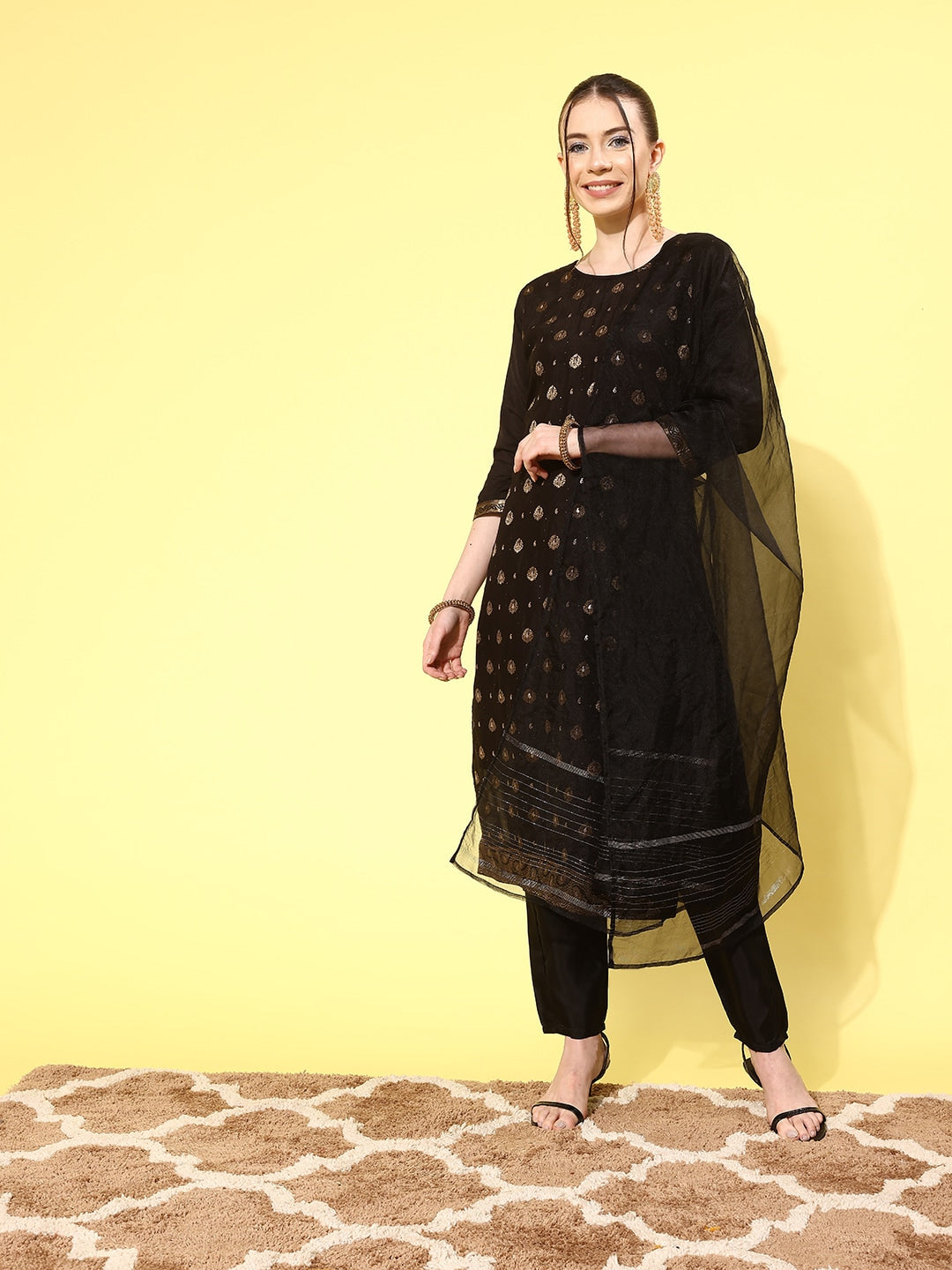 Sangria Women Ethnic Motifs Regular Kurta with Trousers & With Dupatta | Grocsy