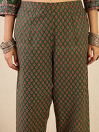 Indo Era Women Floral Printed Regular Sequinned Detail Pure Cotton Kurta with Trousers | Grocsy