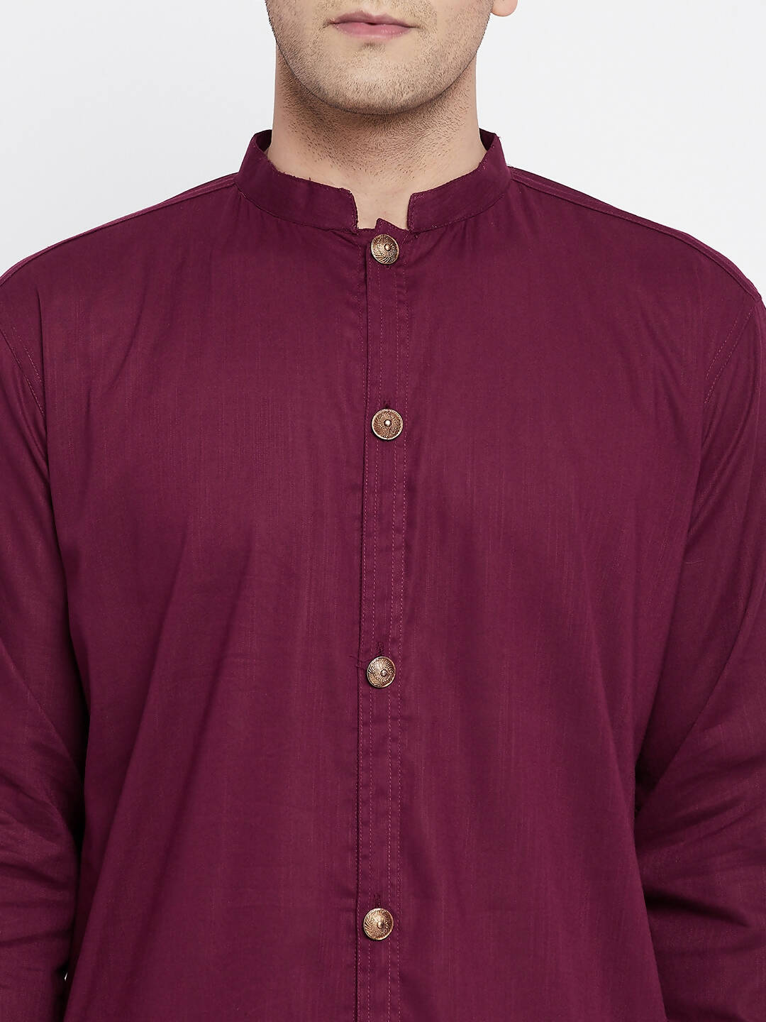 Even Apparels Maroon Pure Cotton Men's Sherwani Kurta With Open Front | Grocsy