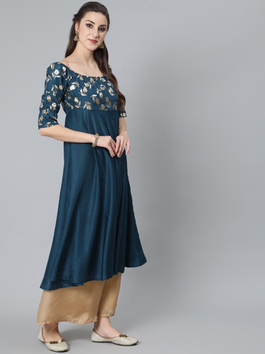 Aks Floral Yoke Design Anarkali Kurta | Grocsy