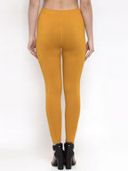 TAG 7 Women Pack Of 2 Mustard Yellow & Pink Solid Ankle-Length Leggings | Grocsy