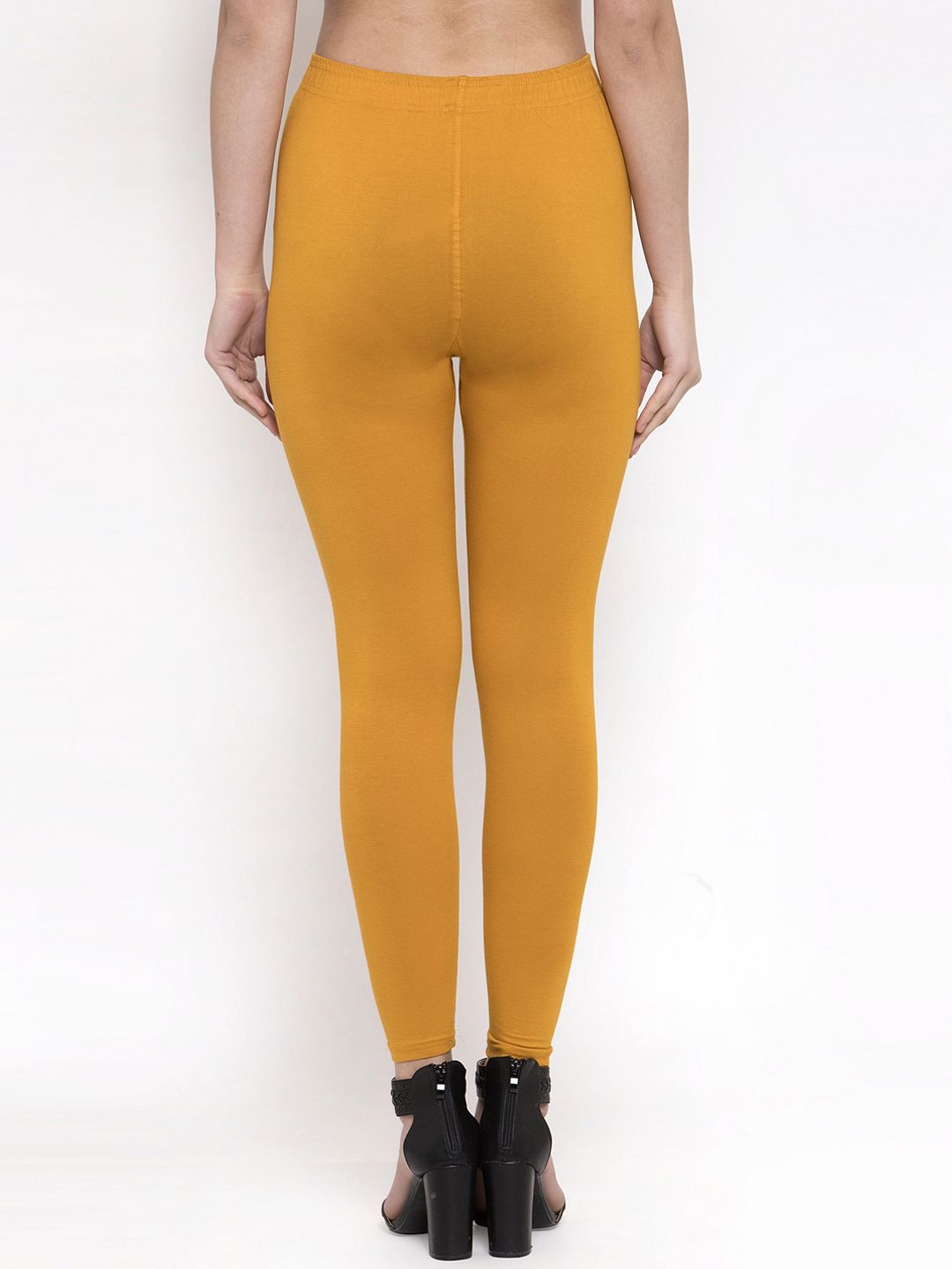 TAG 7 Women Pack Of 2 Mustard Yellow & Pink Solid Ankle-Length Leggings | Grocsy