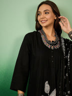 Sangria Floral Printed A-Line Kurta With Trouser & Dupatta | Grocsy