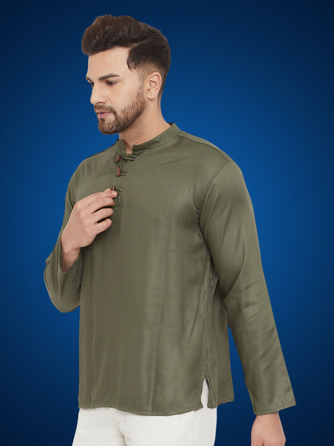 Even Apparels Men's Pure Cotton Green Kurta | Grocsy