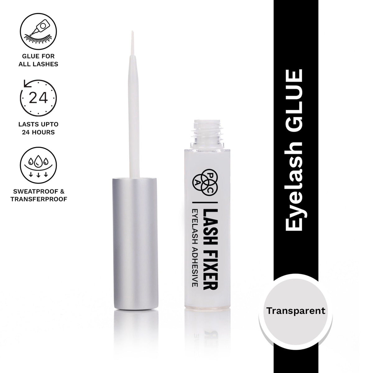 PAC Studio Lash Fixer Eyelash Adhesive Transparent - 24H Hold, Quick Drying, Waterproof, Ultra Thin Brush | Grocsy