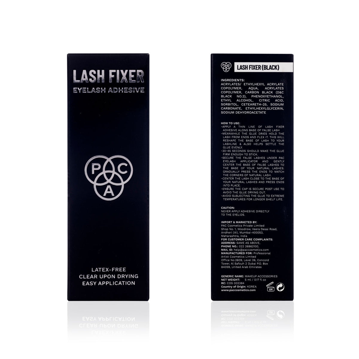 PAC Studio Lash Fixer Eyelash Adhesive Black - 24H Hold, Quick Drying, Waterproof, Ultra Thin Brush | Grocsy