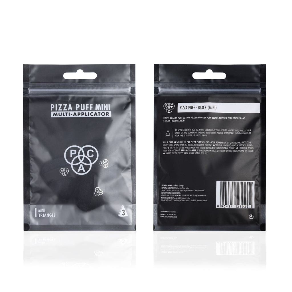 PAC Studio Pizza Puff Black Mini - 99% Soft Natural Cotton, Ideal for Under Eyes & Precise Application | Grocsy