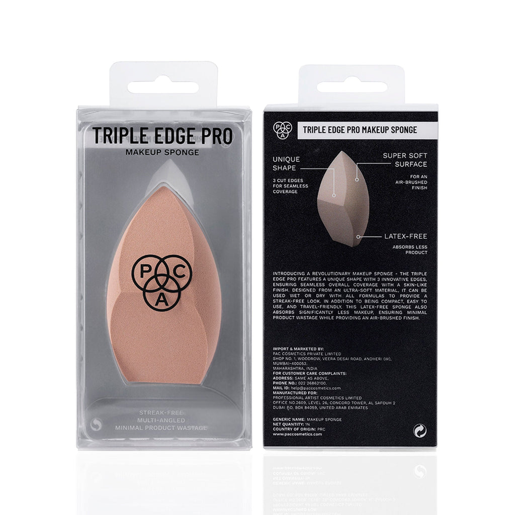 PAC Studio Triple Edge Pro Makeup Sponge - Ultra Soft Micro Fiber, Unique Shape Offers Seamless Coverage | Grocsy