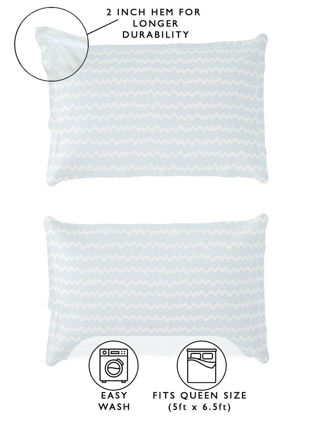 Story@home Arena White & Blue Geometric Printed 180 TC Queen Bedsheet & 2 Pillow Covers | Grocsy