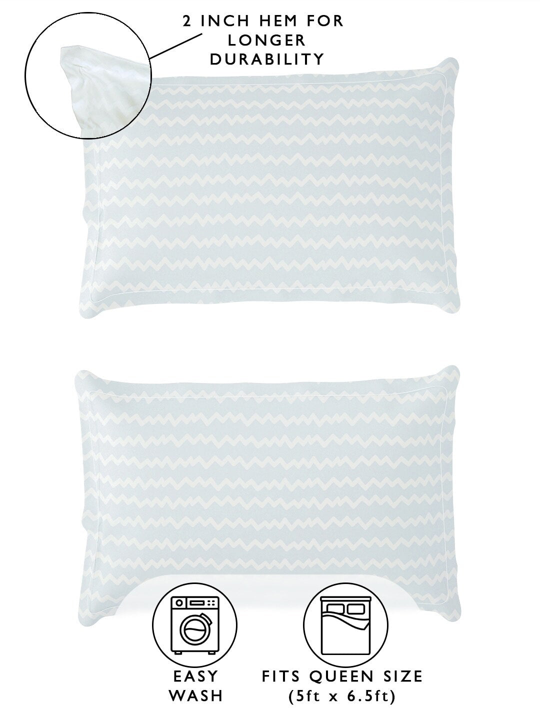Story@home Arena White & Blue Geometric Printed 180 TC Queen Bedsheet & 2 Pillow Covers | Grocsy