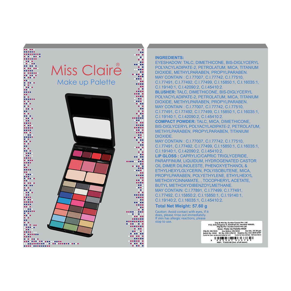 Miss Claire Makeup Palette 9926 | Grocsy