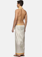 Sethukrishna Cream-Coloured Solid Dhotis For Men | Grocsy