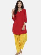 Souchii Yellow Printed Regular-Fit High-Rise Patiala | Grocsy