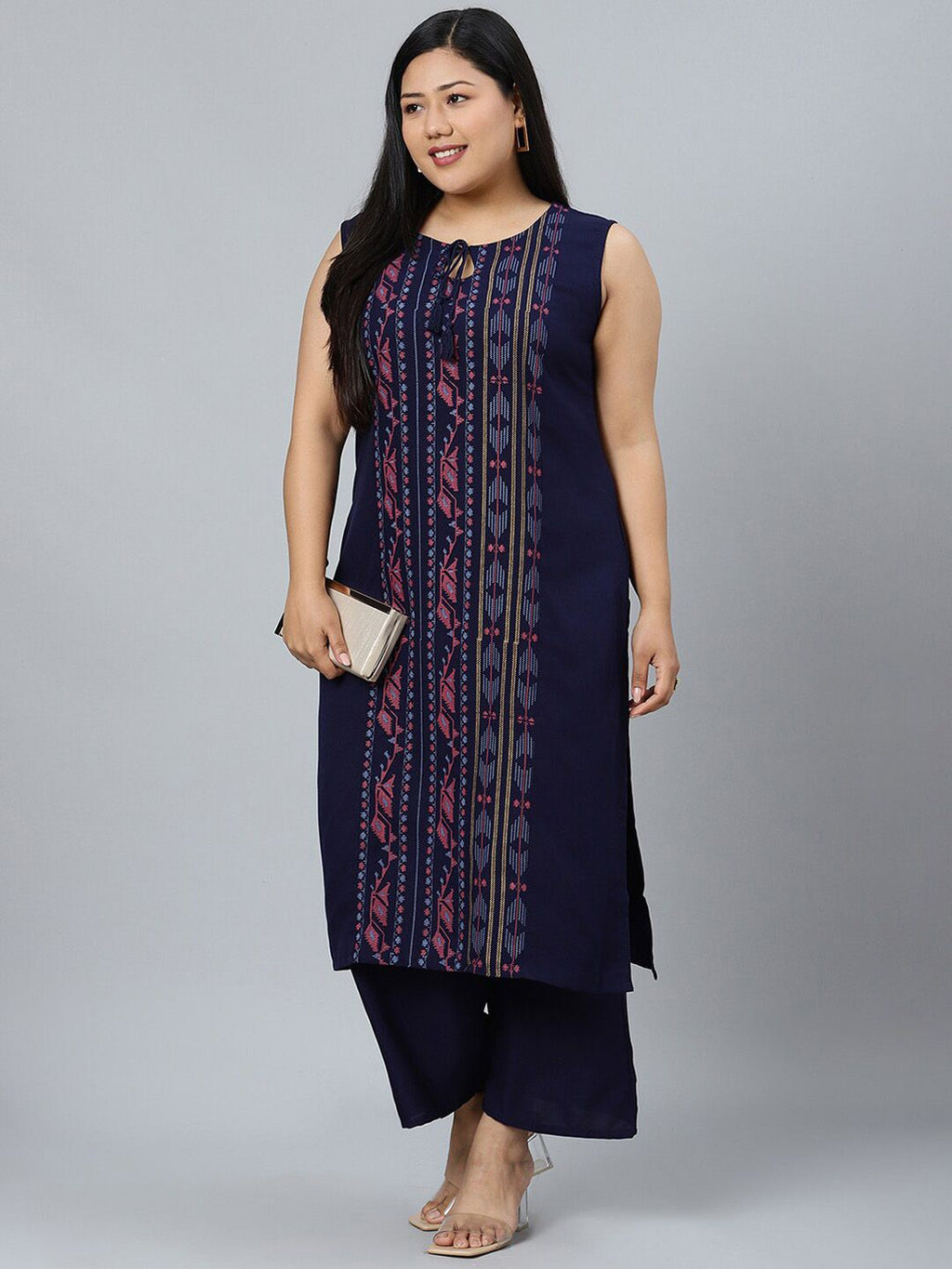 Sztori Plus Size Ethnic Motifs Printed Straight Kurta With Palazzos | Grocsy