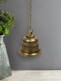 CraftVatika Gold-Toned Brass Hanging Bell with Attached Chain & Hook | Grocsy