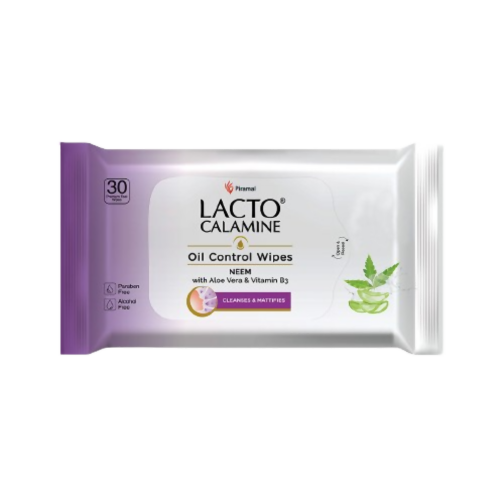 Lacto Calamine Oil Control Face Wipes, Makeup Remover Wipes With Neem & Aloe 30 Usable Wipes | Grocsy