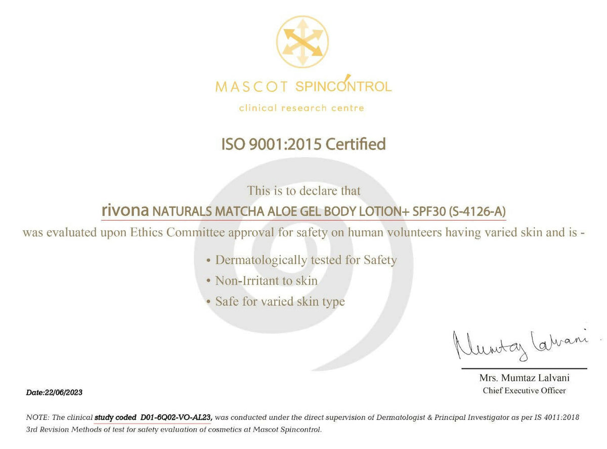 Rivona Naturals Matcha Aloe Gel Body Lotion with SPF 30 | Grocsy
