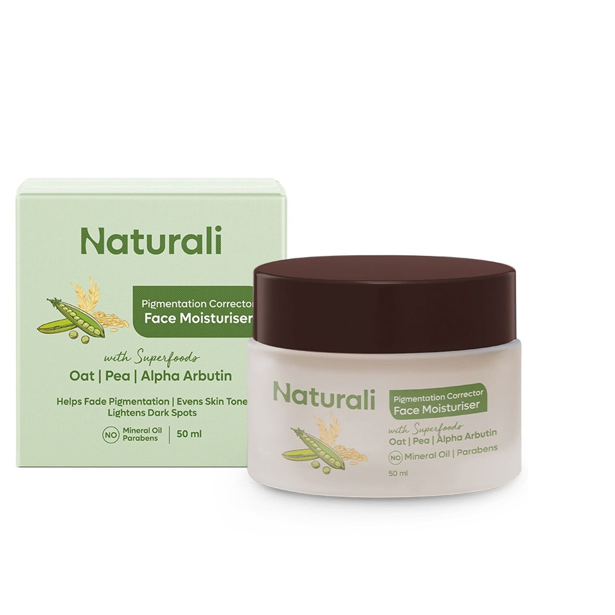 Naturali Pigmentation Corrector Moisturiser with Superfoods Oat, Pea & Alpha Arbutin | Grocsy