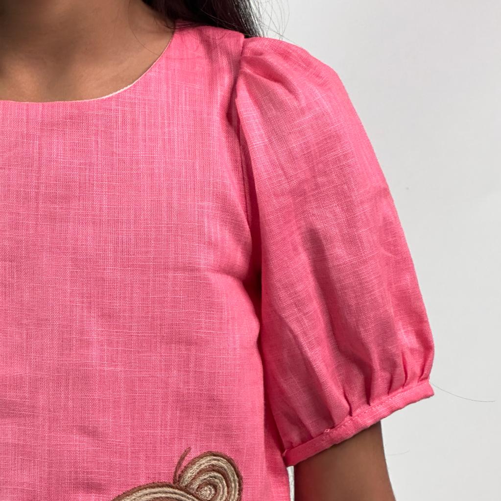 ArthLife Coral Pink Doll A-Line Dress | Grocsy