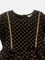 Ahalyaa Black Color Crepe Printed kids Kurta Palazzo Set For Girls | Grocsy