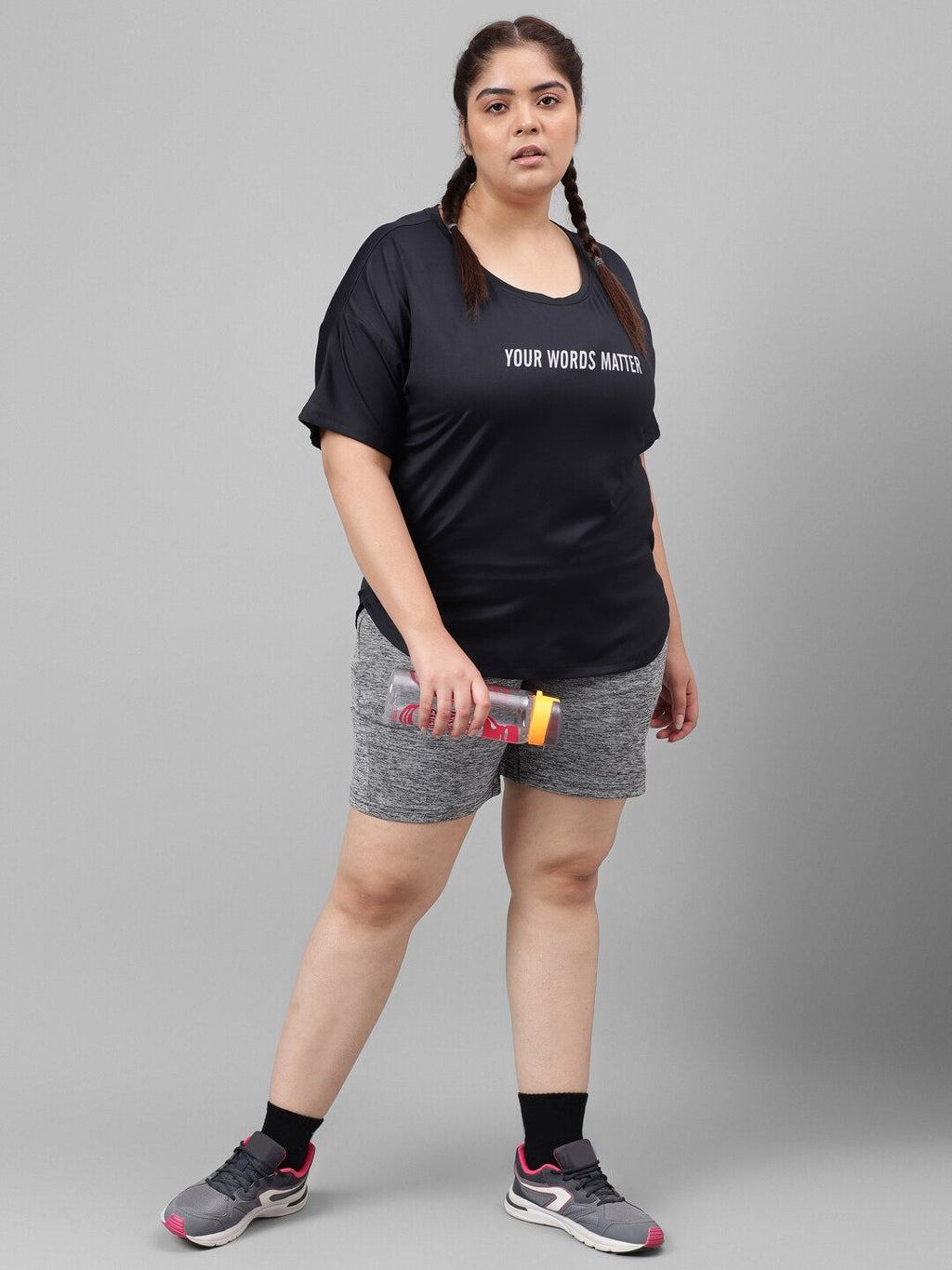 MKH Plus Size Typography Printed Dri-FIT Relaxed Fit Drop-Shoulder Sleeves Gym T-shirt | Grocsy