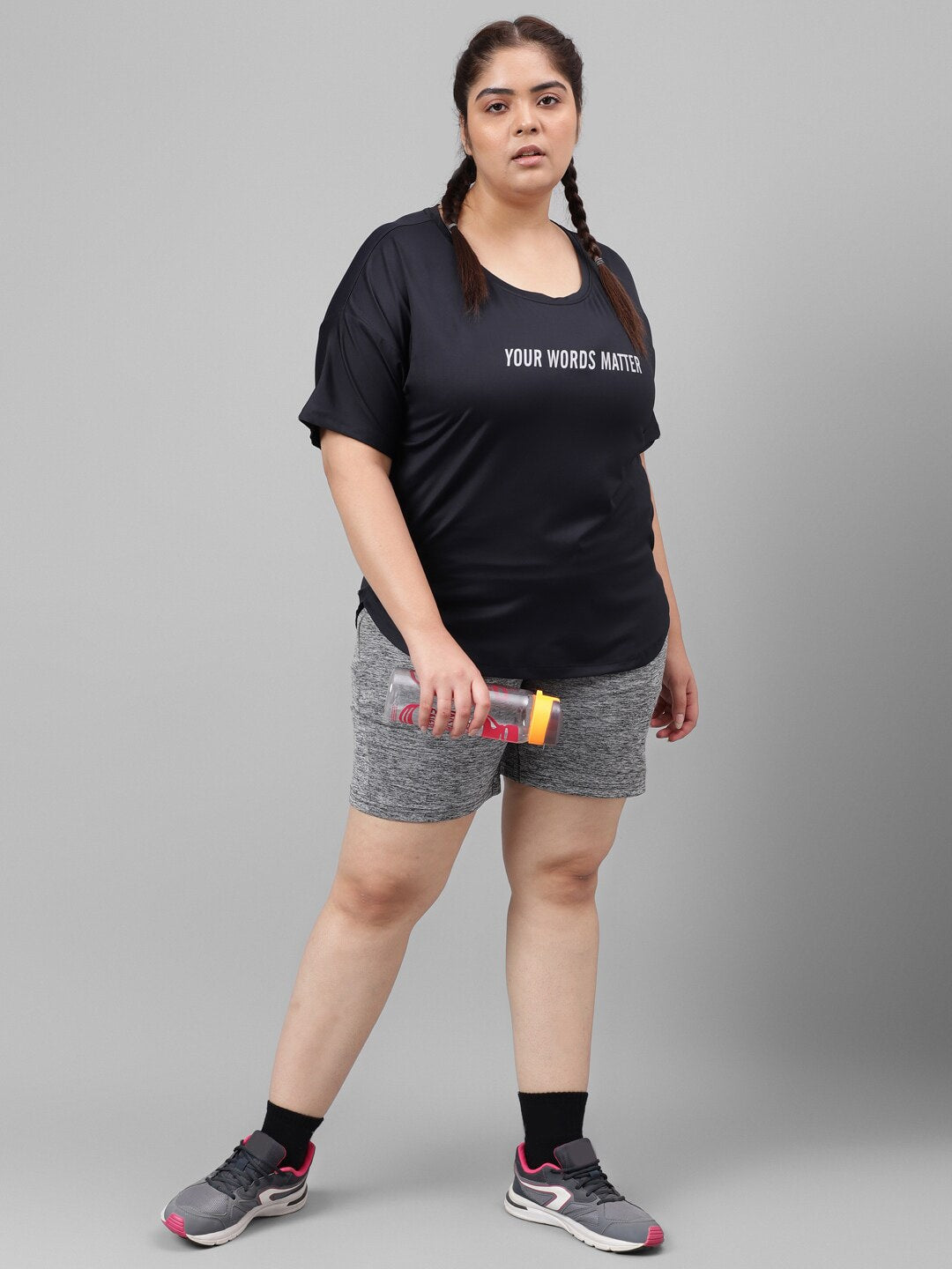 MKH Plus Size Typography Printed Dri-FIT Relaxed Fit Drop-Shoulder Sleeves Gym T-shirt | Grocsy