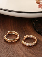 Shining Diva Rose Gold Contemporary Hoop Earrings | Grocsy