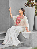 Tikhi Imli Embroidered Kaftan Saree With Belt | Grocsy