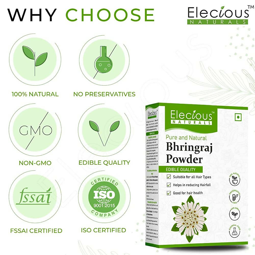 Elecious Naturals Bhringraj Powder For Hair Growth | Grocsy