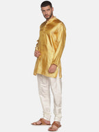 Sethukrishna Men Gold-Toned & White Kurta with Churidar | Grocsy
