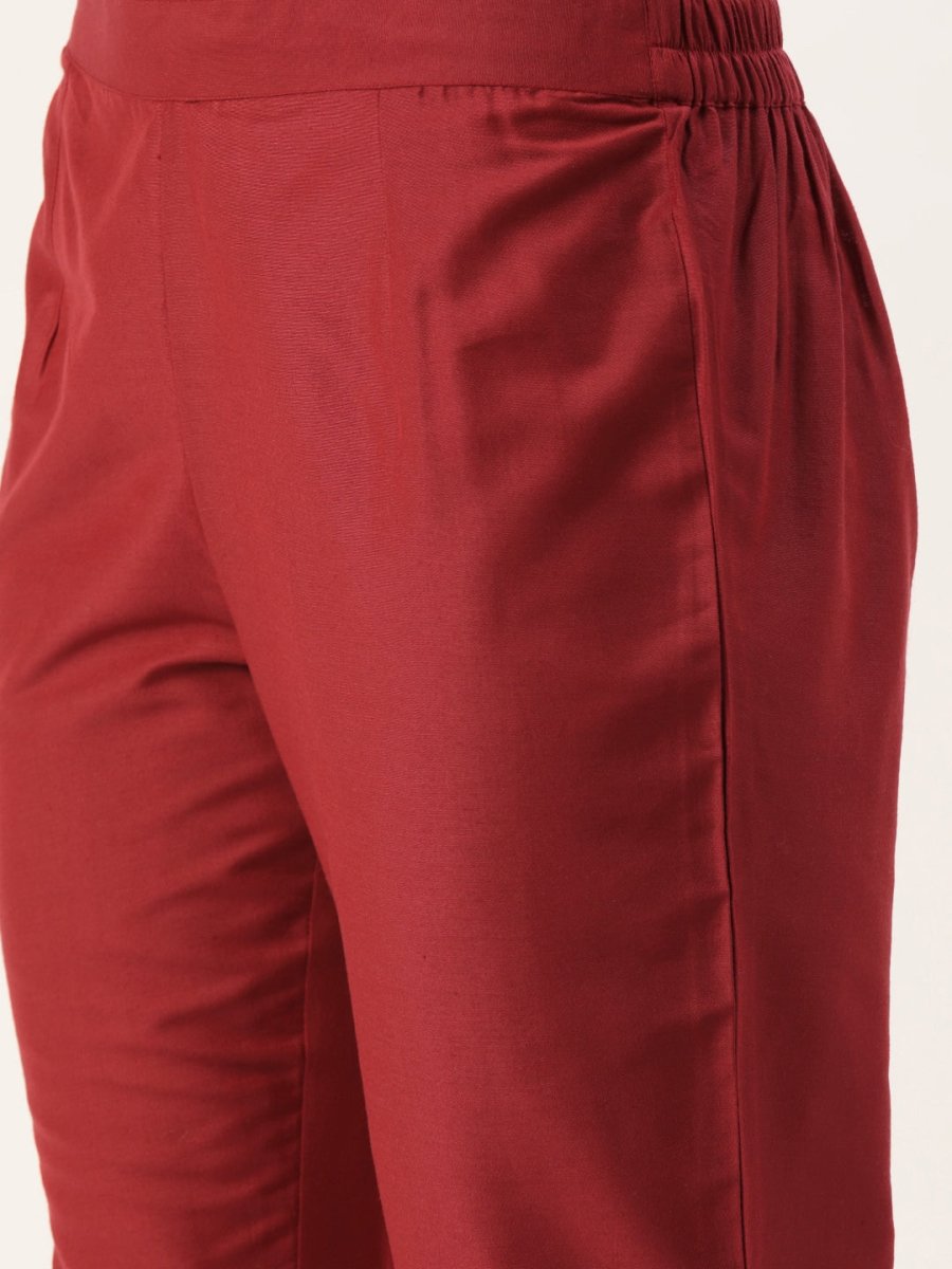 All About You Women Red Ethnic Motifs Printed Kurta with Trousers & With Dupatta | Grocsy