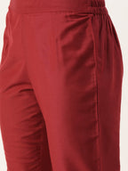 All About You Women Red Ethnic Motifs Printed Kurta with Trousers & With Dupatta | Grocsy