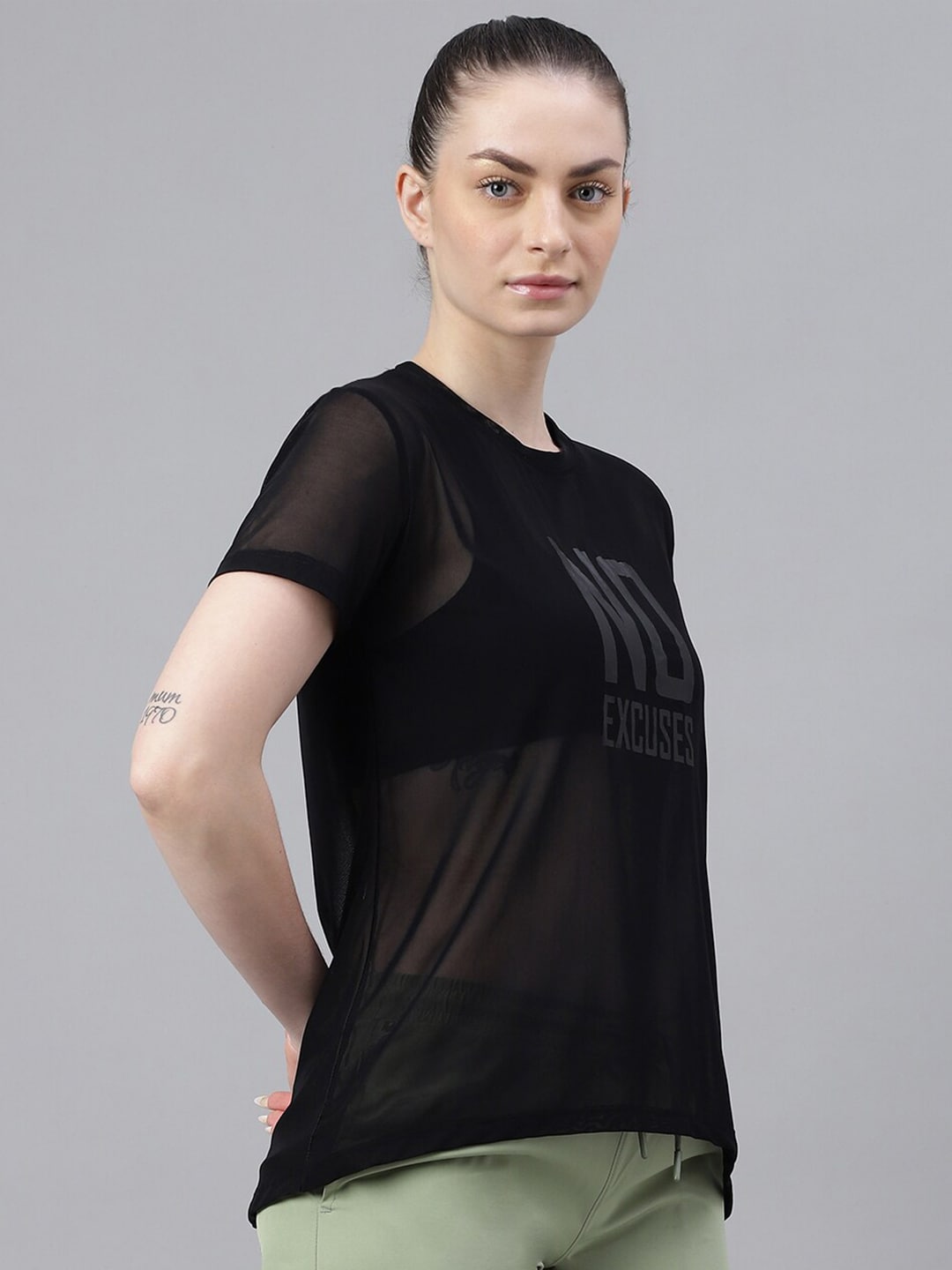 MKH Typography Printed Drop-Shoulder Sleeves Dri-FIT T-shirt | Grocsy