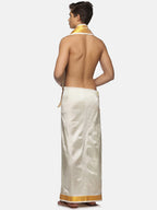 Sethukrishna Men Cream-Coloured Solid Dhoti | Grocsy