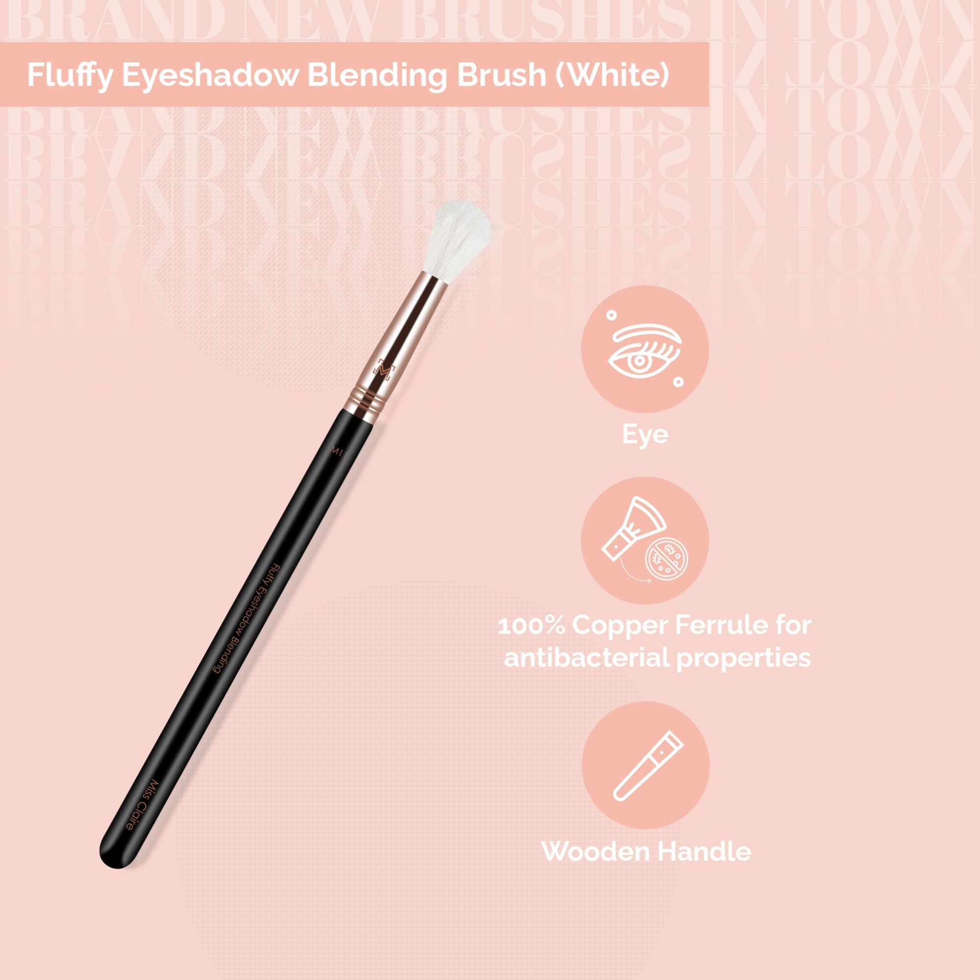 Miss Claire M11 - Fluffy Eyeshadow Blending Brush (White) - Rose Gold | Grocsy