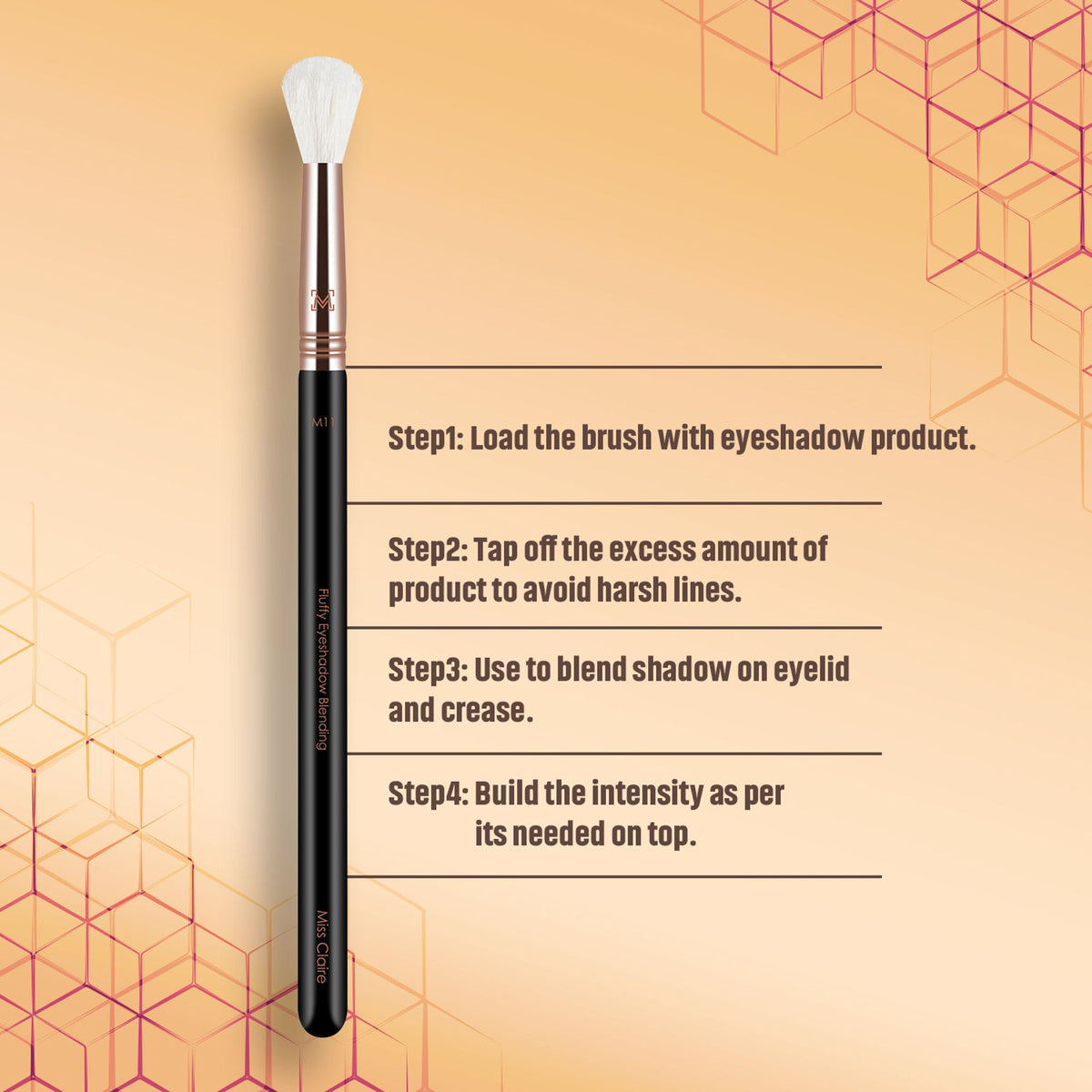 Miss Claire M11 - Fluffy Eyeshadow Blending Brush (White) - Rose Gold | Grocsy
