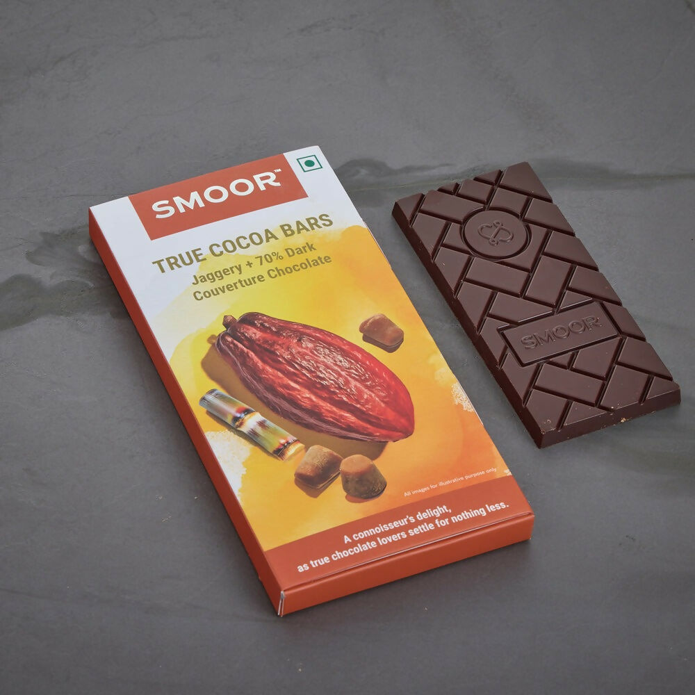 Smoor True Cocoa Bars Jaggery + 70% Dark Couverture Chocolate | Grocsy