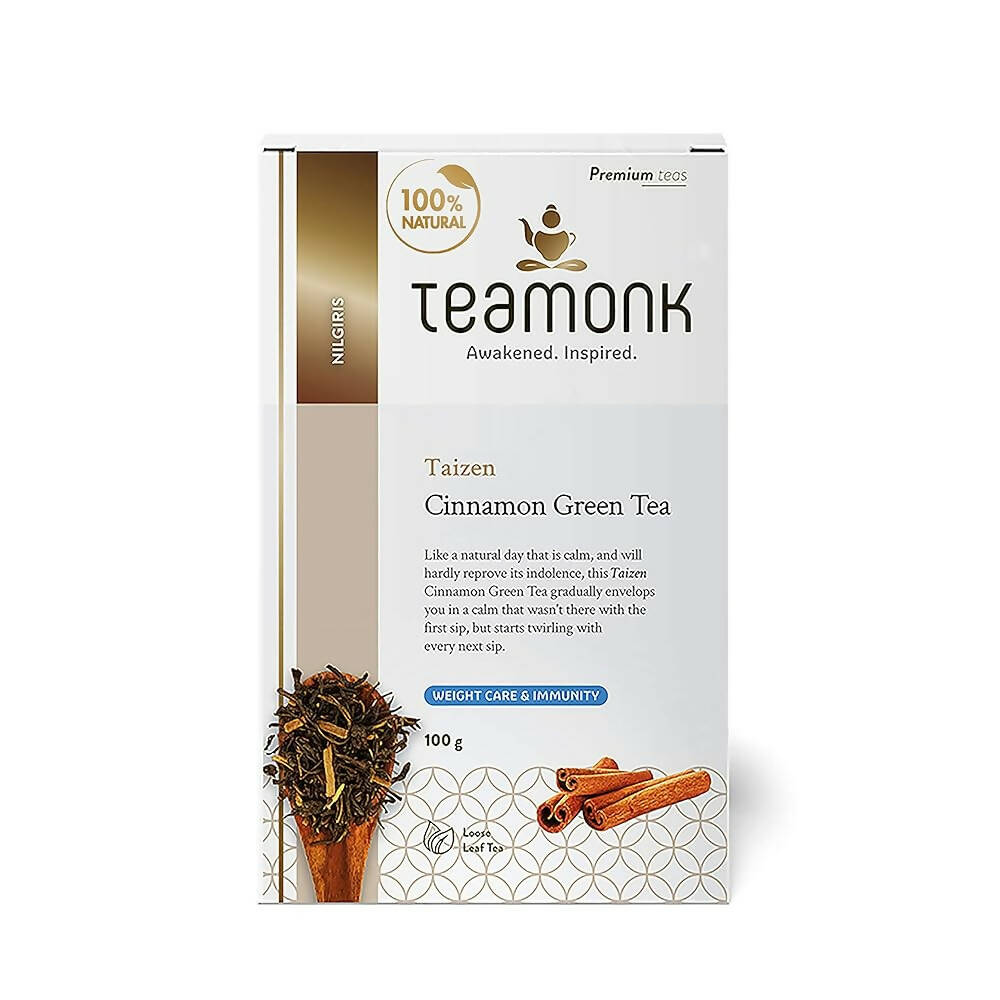 Teamonk Nilgiris Taizen Cinnamon Green Tea Leaves (50 Cups) | Grocsy